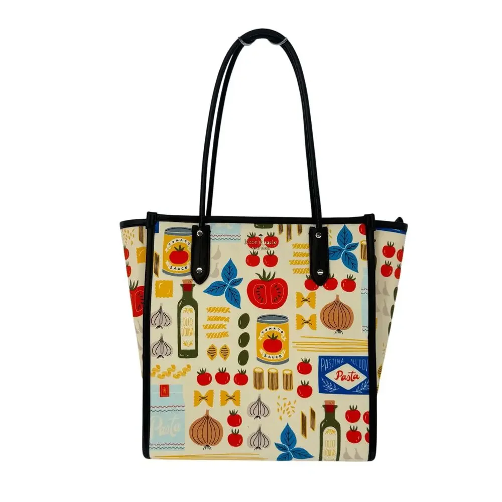 KATE SPADE Italian Pasta Tomato Novelty Tote Bag Mangia North South Zip Top